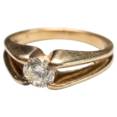 Pre-owned Jose Hess 14k Yellow Gold Round Diamond Solitaire Ring