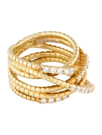 Pre-owned Jose Hess 18k Diamond Crossover Ring In Multi