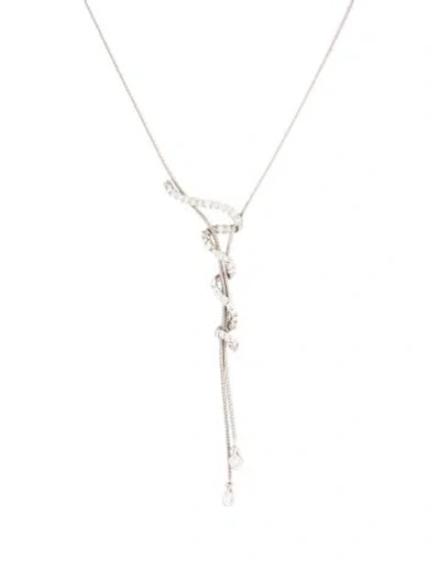 Pre-owned Jose Hess 18k Diamond Squiggle Lavalier Necklace, 16" In Multicolor