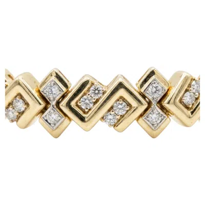 Pre-owned Jose Hess 18k Gold Geometric Diamond Bracelet 4+ Carats Estate Piece In Multi