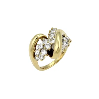 Pre-owned Jose Hess 2.00ct Diamond 18k Yellow Gold Curved Loop Ring - Size 6.5