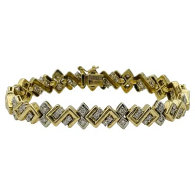 Pre-owned Jose Hess 4 Carat Diamond 18k Yellow Gold Link Bracelet