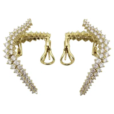 Pre-owned Jose Hess Approximately 6.50 Carat Diamond 14k Yellow Gold Dangle Earrings