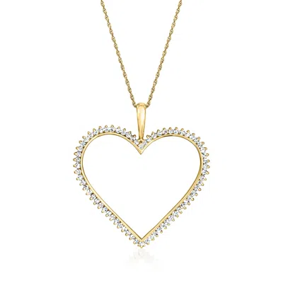 Pre-owned Jose Hess C. 1990 Vintage  2.00 Ct. T.w. Diamond Heart Pendant Necklace In 14kt Yellow Gold