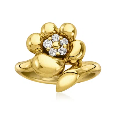 Pre-owned Jose Hess C. 2010 Vintage  .20 Ct. T.w. Diamond Flower Ring In 18kt Yellow Gold