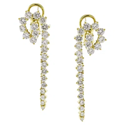 Pre-owned Jose Hess Diamond Spiral Drop Earrings In Multi