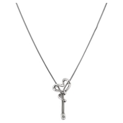 Pre-owned Jose Hess The Squiggle Collection 950 Platinum 0.15ct Round Diamond Necklace In Multi