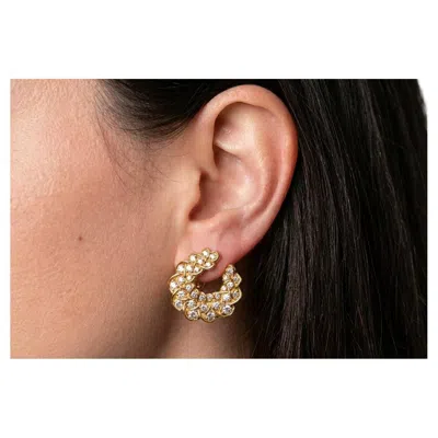 Pre-owned Jose Hess Vintage 18k Gold Diamond Clip-on Earrings, 4.30 Carats In Multi