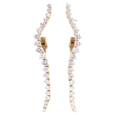 Pre-owned Jose Hess Vintage  Diamond 14 Karat Yellow Gold Drop Lever-back Earrings