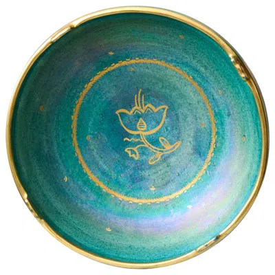 Pre-owned Josef Ekberg Green & Gold Art Deco Lustre Bowl By  For Gustavsberg, Sweden, 1920s