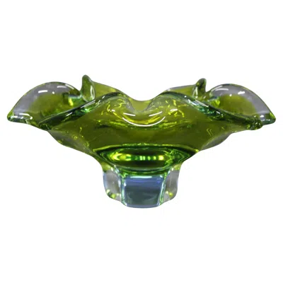 Pre-owned Josef Hospodka Mid-century Green Glass Bowl By Josef Michal Hospodka, 1970s