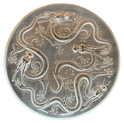 Pre-owned Josef Inwald Frosted Art Glass Bowl With Dragons By , 1930 In Gray