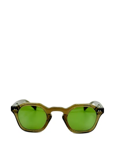 Josef Miller Milton Round-frame Sunglasses In Green