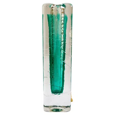 Pre-owned Josef Schott 1970s Candlestick Green Sommerso Style Crystal Glass By  Zwiesel