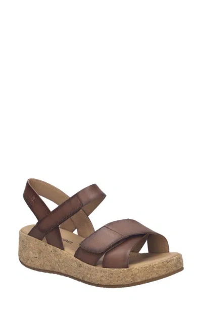 Josef Seibel Evita 03 Slingback Platform Wedge Sandal In Brown