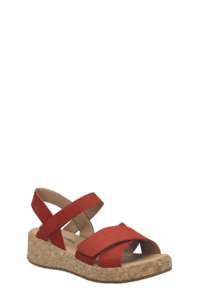 Josef Seibel Evita 03 Slingback Platform Wedge Sandal In Brown
