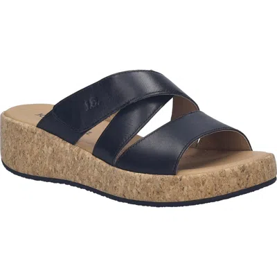 Josef Seibel Evita 04 Platform Wedge Slide Sandal In Black