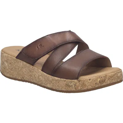 Josef Seibel Evita 04 Platform Wedge Slide Sandal In Brown
