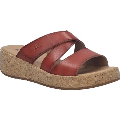 Josef Seibel Evita 04 Platform Wedge Slide Sandal In Red