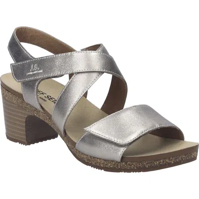 Josef Seibel Grace Ankle Strap Block Heel Sandal In Silver