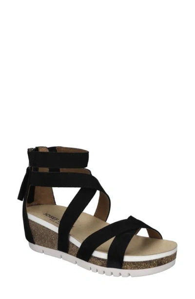 Josef Seibel Quinn 05 Ankle Strap Wedge Sandal In Black