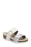Josef Seibel Quinn 14 Wedge Slide Sandal In Silver/white