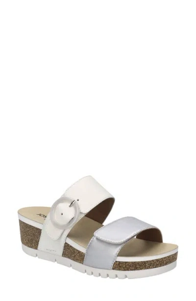Josef Seibel Quinn 14 Wedge Slide Sandal In Silver/white