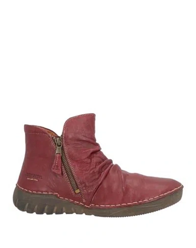 Josef Seibel Woman Ankle Boots Burgundy Size 8 Leather In Red