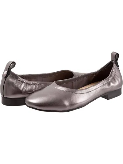 Josef Seibel Women's Fenja 01 Metallic Leather Ballet Flats In Pewter In Animal Print