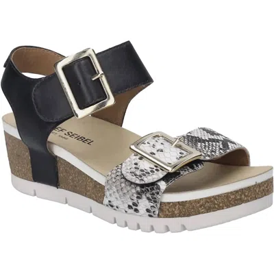 Josef Seibel Women's Quinn 02 Wedge Sandal In Black Snake In Multi
