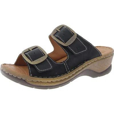 Josef Seibel Womens Adjustable Leather Wedge Sandals In Black