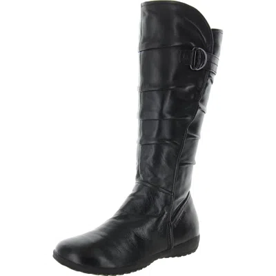 Josef Seibel Womens Ruched Leather Knee-high Boots In Black