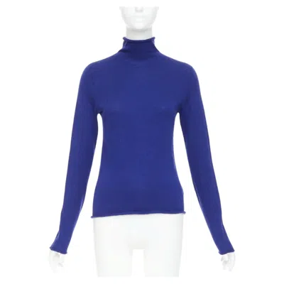 Pre-owned Joseph 100% Merino Wool Cobalt Blue High Neck Seamless Knitted Sweater S