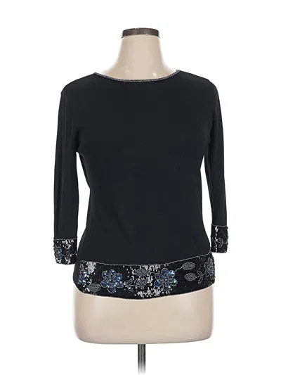 Pre-owned Joseph A 3/4 Sleeve Top Black Boatneck Tops