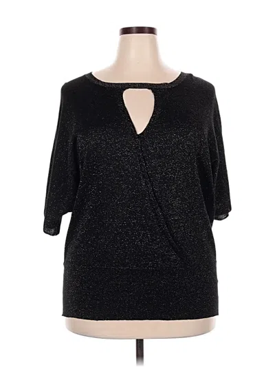 Pre-owned Joseph A 3/4 Sleeve Top Black Keyhole Neckline Tops