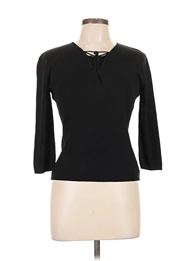 Pre-owned Joseph A 3/4 Sleeve Top Black Keyhole Neckline Tops