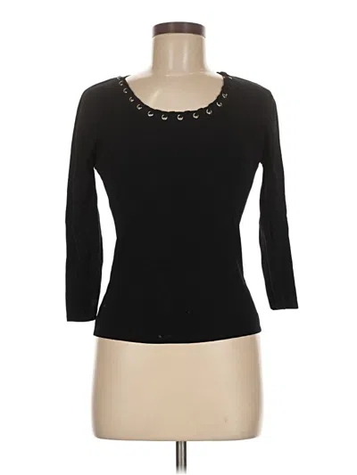 Pre-owned Joseph A 3/4 Sleeve Top Black Scoop Neck Tops