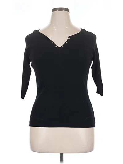 Pre-owned Joseph A 3/4 Sleeve Top Black Sweetheart Neckline Tops