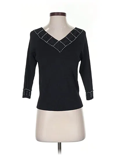 Pre-owned Joseph A 3/4 Sleeve Top Black V-neck Tops