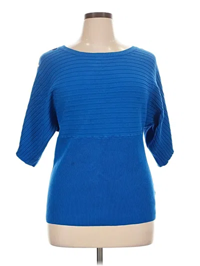 Pre-owned Joseph A 3/4 Sleeve Top Blue Boatneck Tops