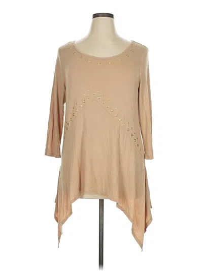 Pre-owned Joseph A 3/4 Sleeve Top Tan Scoop Neck Tops