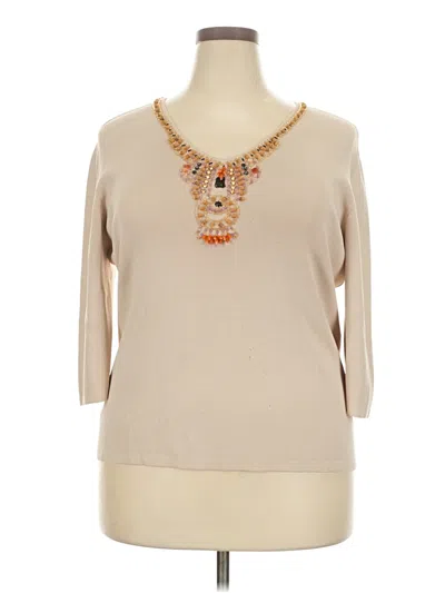 Pre-owned Joseph A 3/4 Sleeve Top Tan Scoop Neck Tops