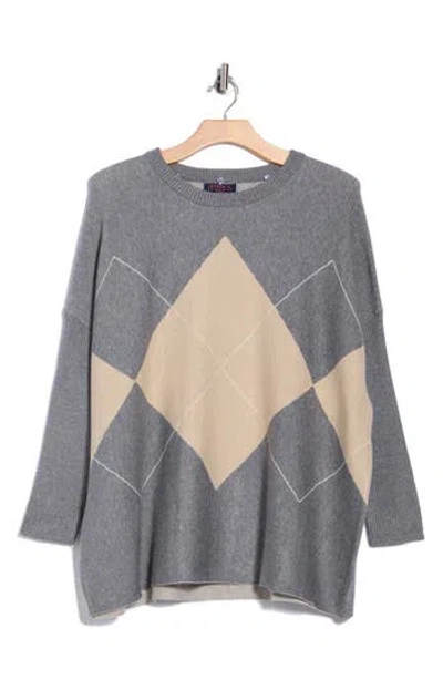 Joseph A Argyle Detachable Cowl Neck Poncho Sweater In Gray