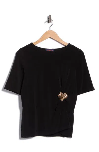 Joseph A Boat Neck Top With Asymmetric Waist Hardware In Black