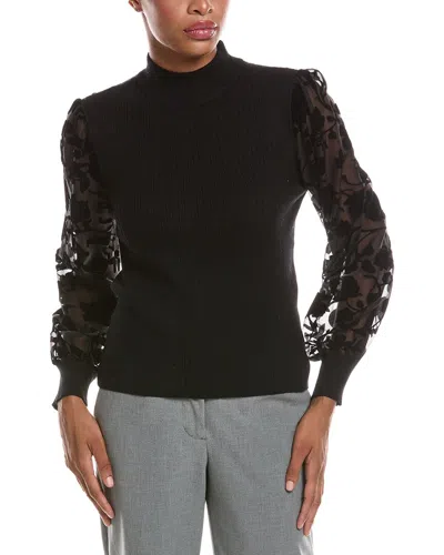 Joseph A . Burnout Mock Neck Top In Black