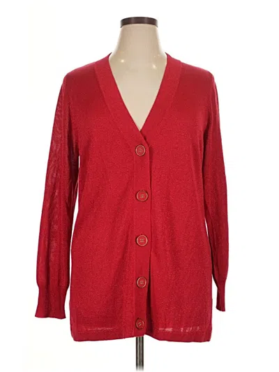 Pre-owned Joseph A Cardigan Sweater In Red