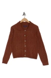 Joseph A Collared Pointelle Cardigan In Brown