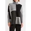 Joseph A Colorblock Turtleneck Poncho Sweater In Black