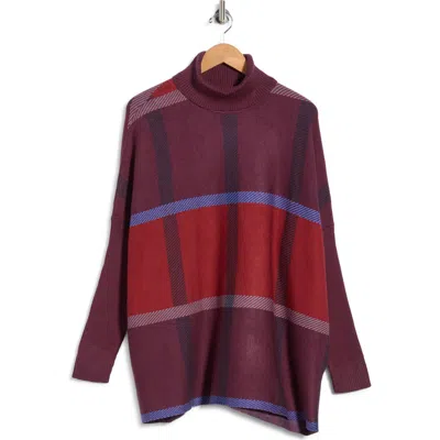 Joseph A Colorblock Turtleneck Sweater In Ny Plaid Fig