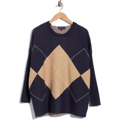 Joseph A Detachable Cowl Exploded Argyle Sweater In Argyle Navy